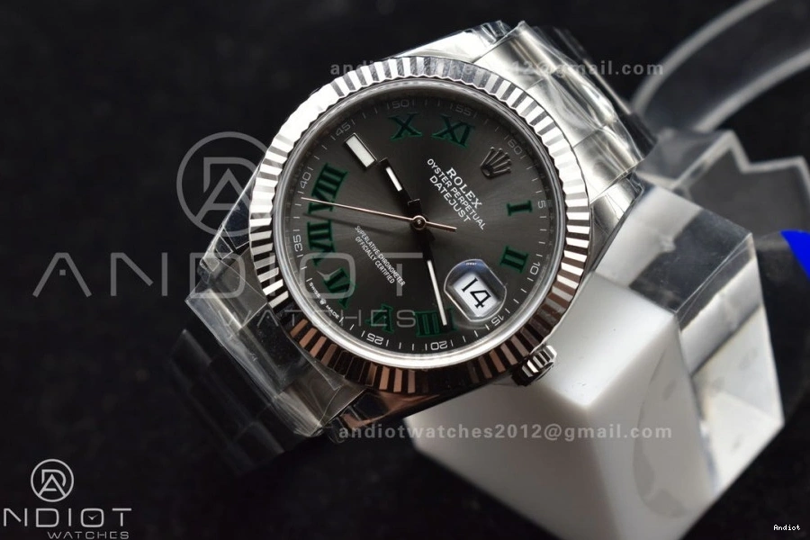 DateJust 904L Gray Dial Green Oyster SS Best 1:1 on VSF Roman 41 Bracelet VS3235 Edition 126330 1113